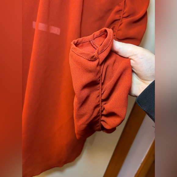 See By Chloe Ruched Long Sleeve Blouse in Earthy Red - Picture 8 of 16